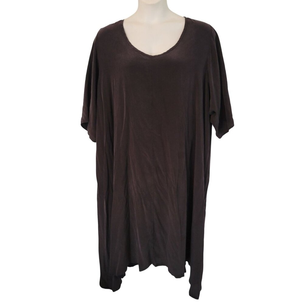 Conjuring Rebecca Floeter Black Silk V Neck Short Sleeve Dress Flowy Size‎ 1 Art